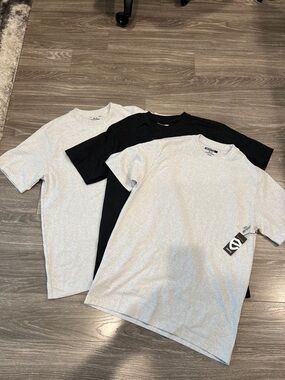 3-Pack Basic Crew Neck Tees - Gray & Black